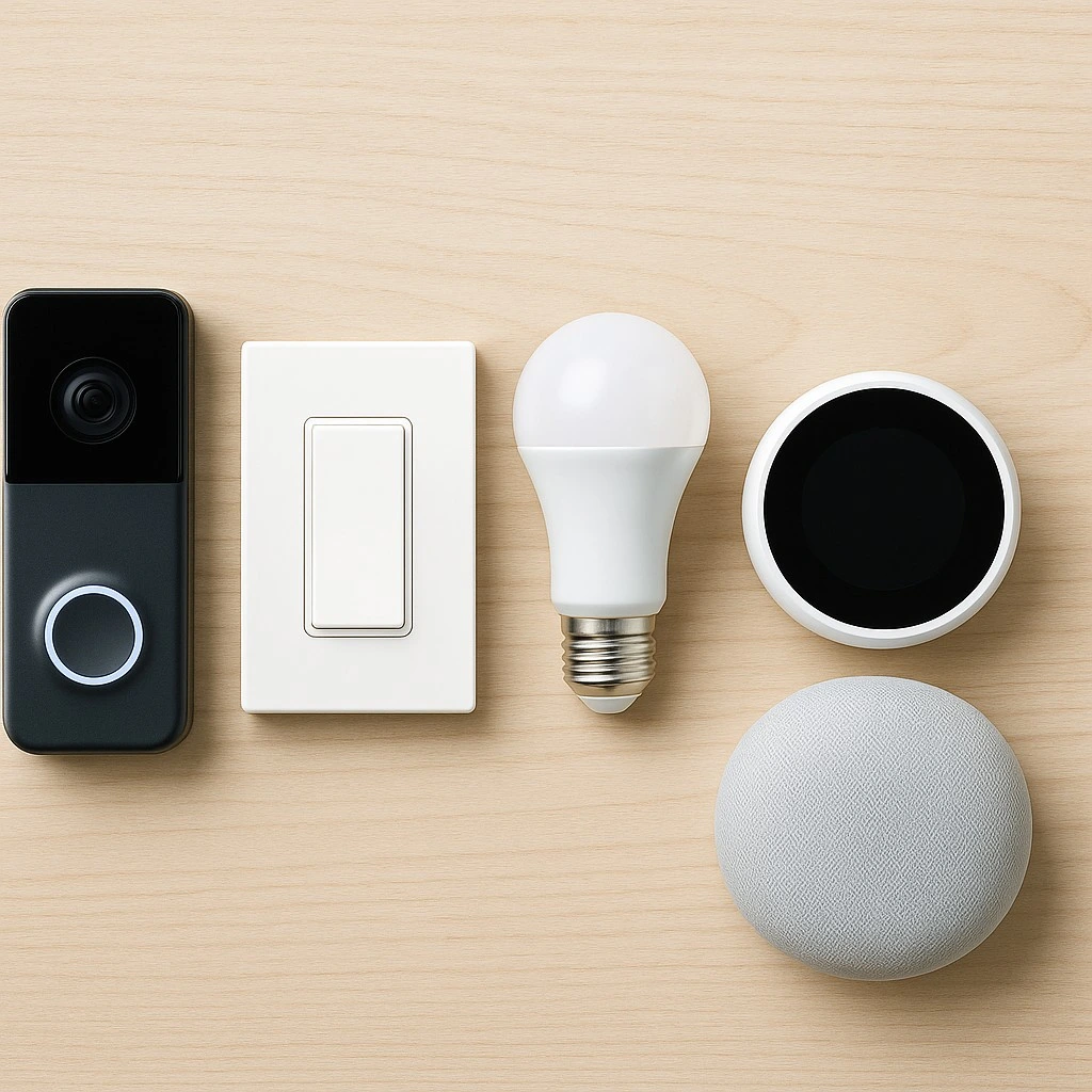 Modern Los Angeles living room with smart lighting and wall touch panel