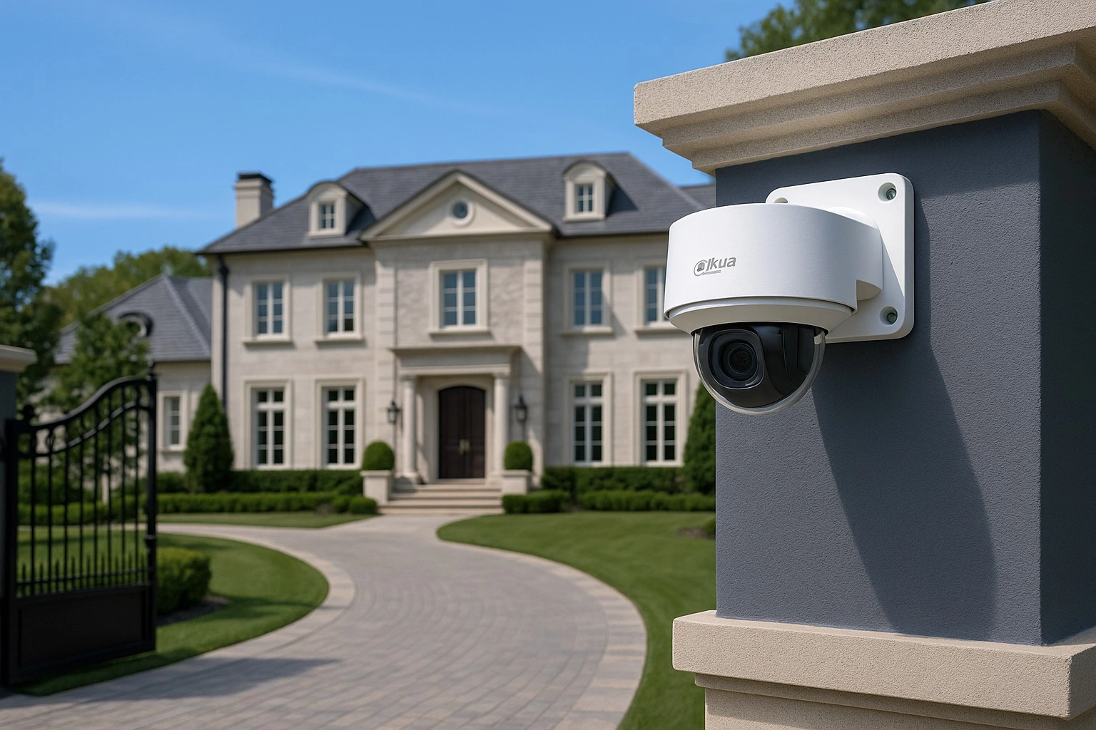Encino modern home with 4K security cameras and clean soffit lighting