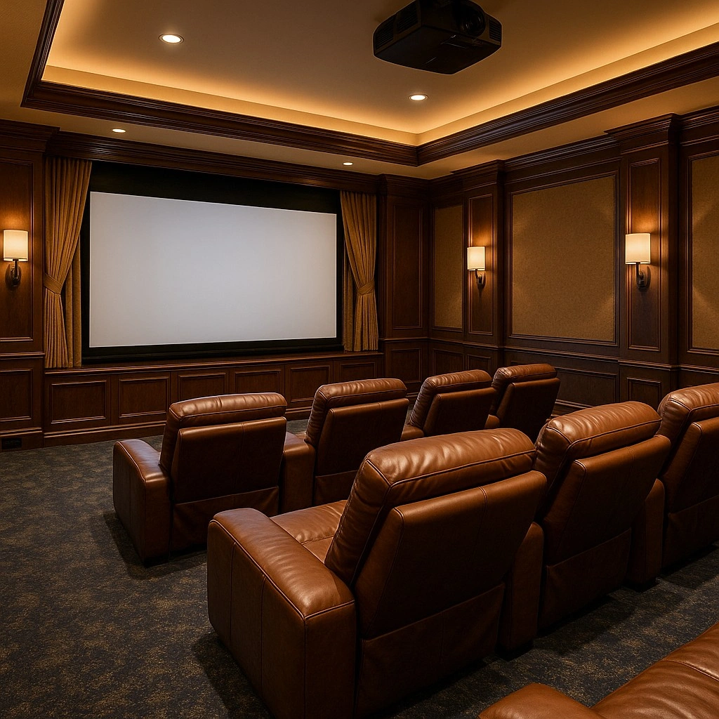 Hollywood Hills media room with 4K projection and surround sound